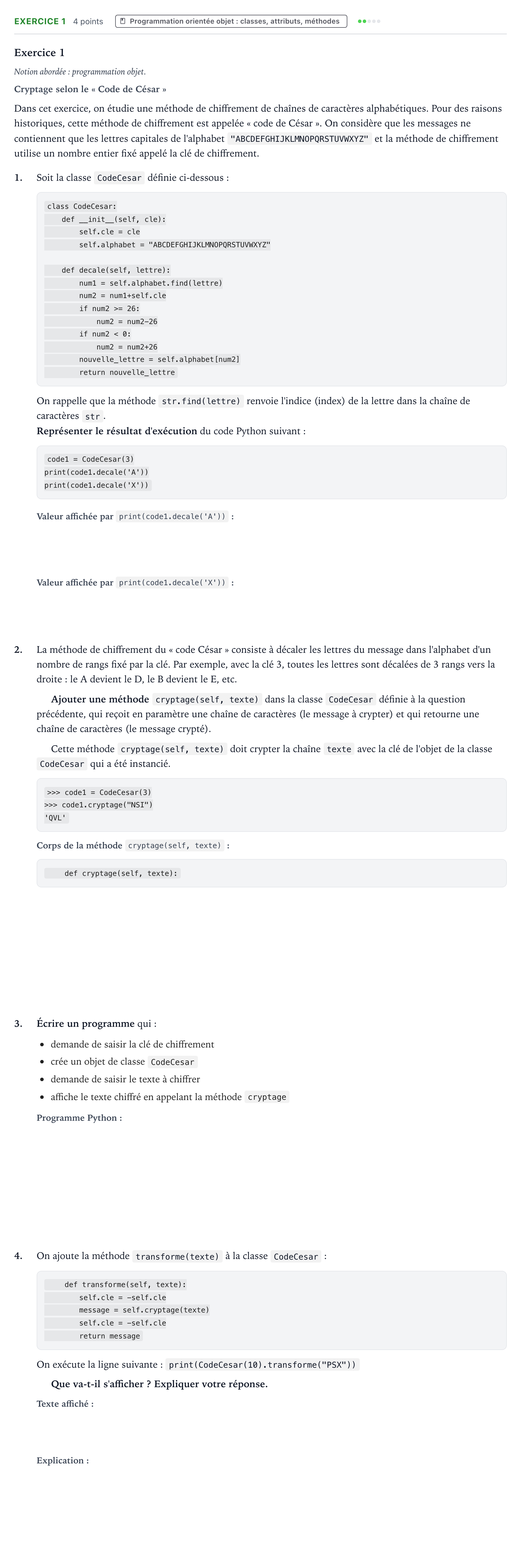 Énoncé: Exercice 1 · Bac Numérique et Sciences Informatiques Centres étrangers (Afrique) 2021 (jour 1)