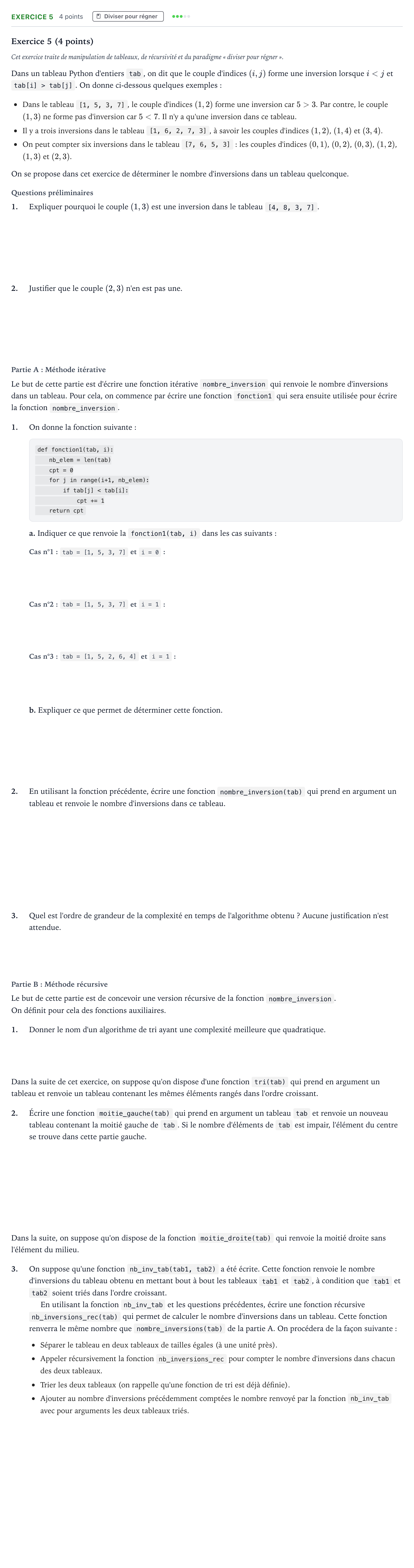 Énoncé: Exercice 5 · Bac Numérique et Sciences Informatiques Métropole Candidat libre 2021 (sujet 1)