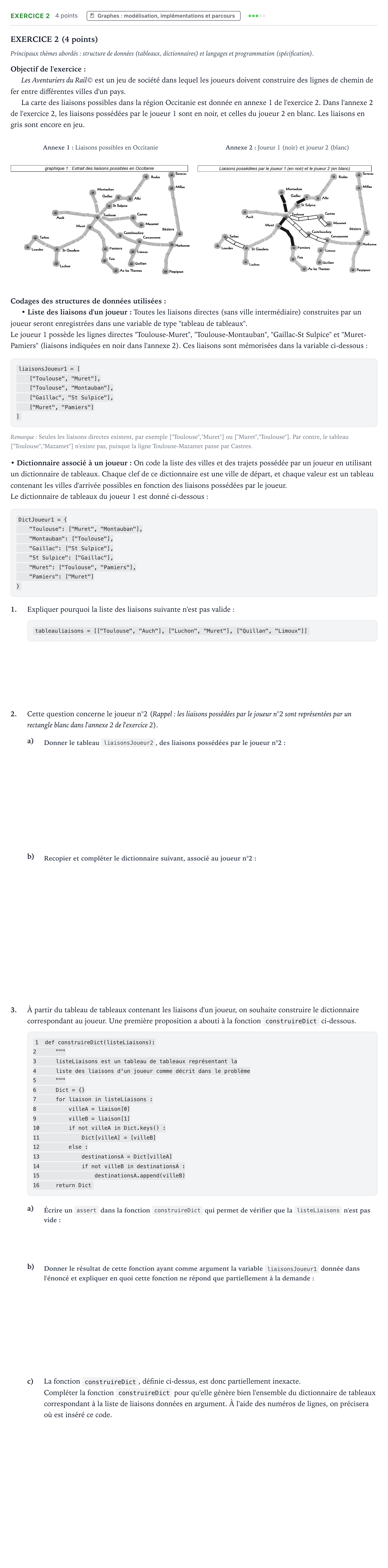 Énoncé: Exercice 2 · Bac Numérique et Sciences Informatiques Métropole 2 remplacement 2021
