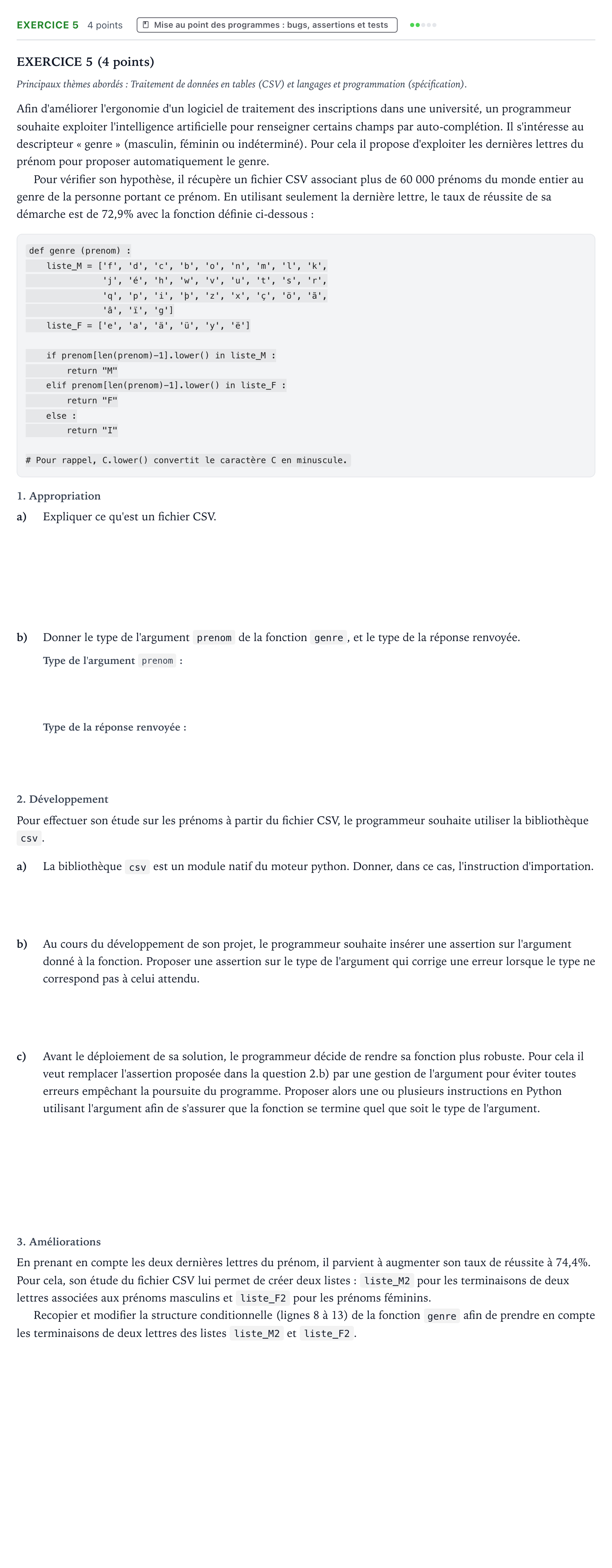 Énoncé: Exercice 5 · Bac Numérique et Sciences Informatiques Métropole 2 remplacement 2021
