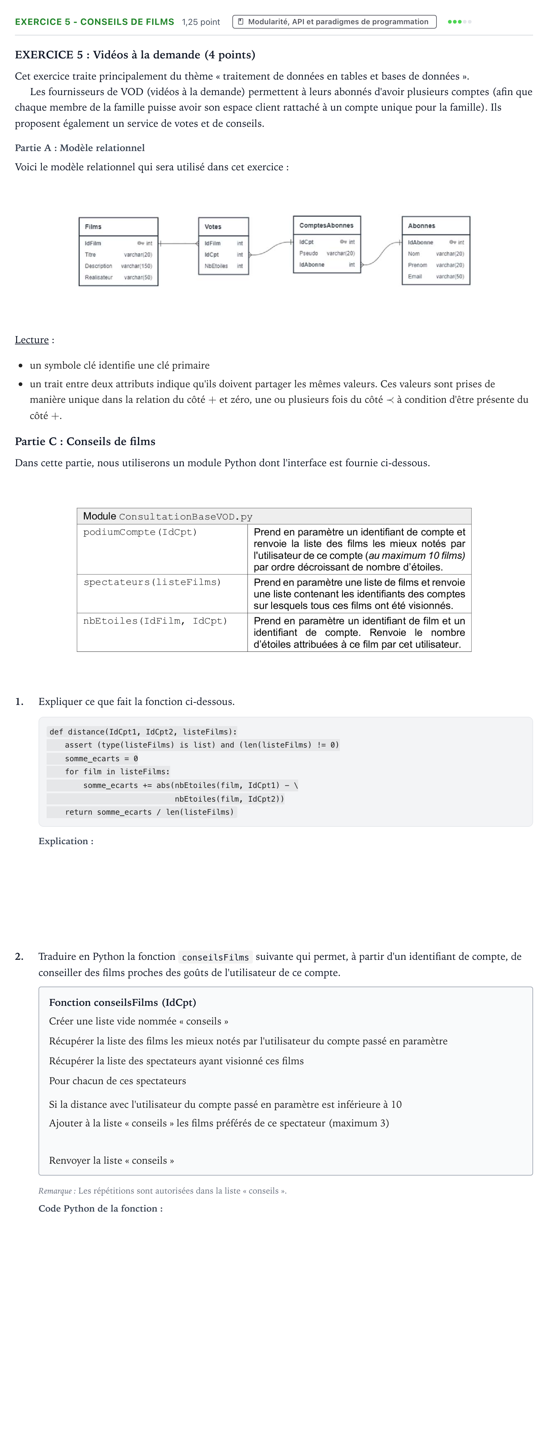Énoncé: Exercice 5 - Conseils de films · Bac Numérique et Sciences Informatiques Polynésie 2021 (jour 2)