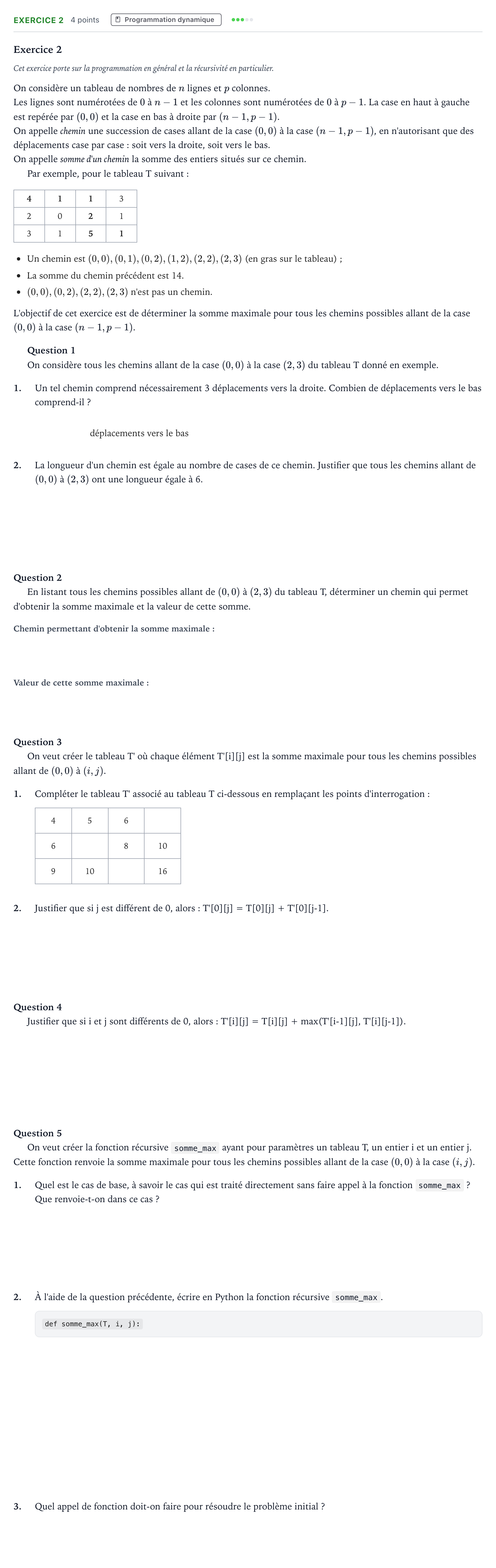 Énoncé: Exercice 2 · Bac Numérique et Sciences Informatiques Sujets zéro et spécimens sujet 2021 (sujet 1)