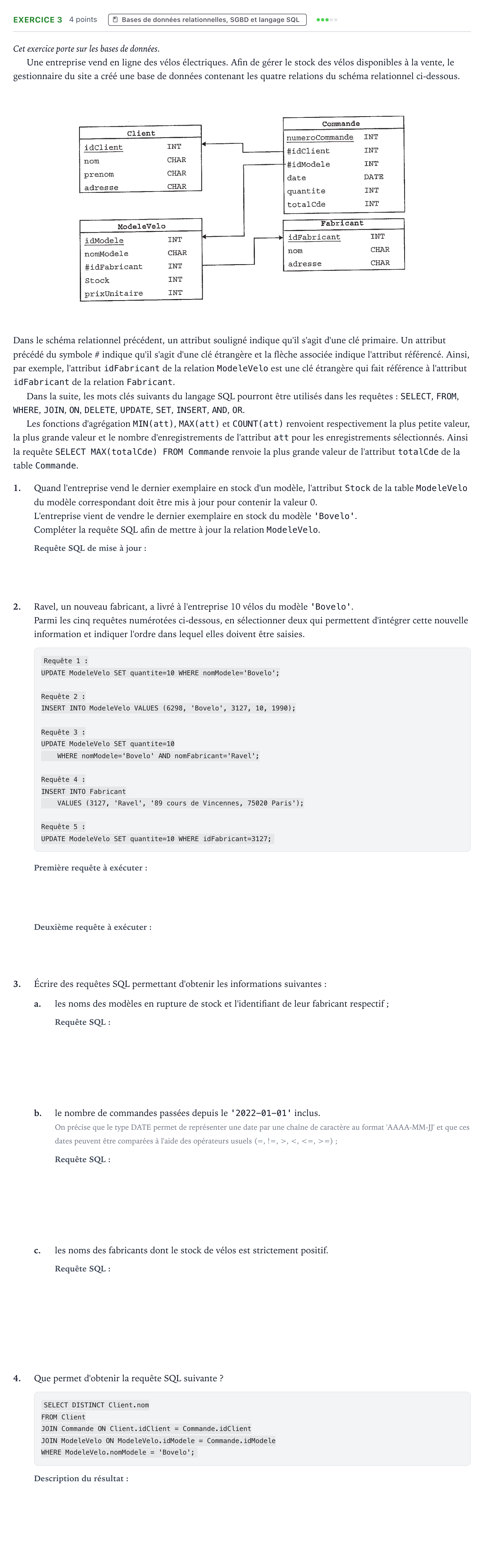 Énoncé: Exercice 3 · Bac Numérique et Sciences Informatiques Amérique du Sud 2022 (jour 2)