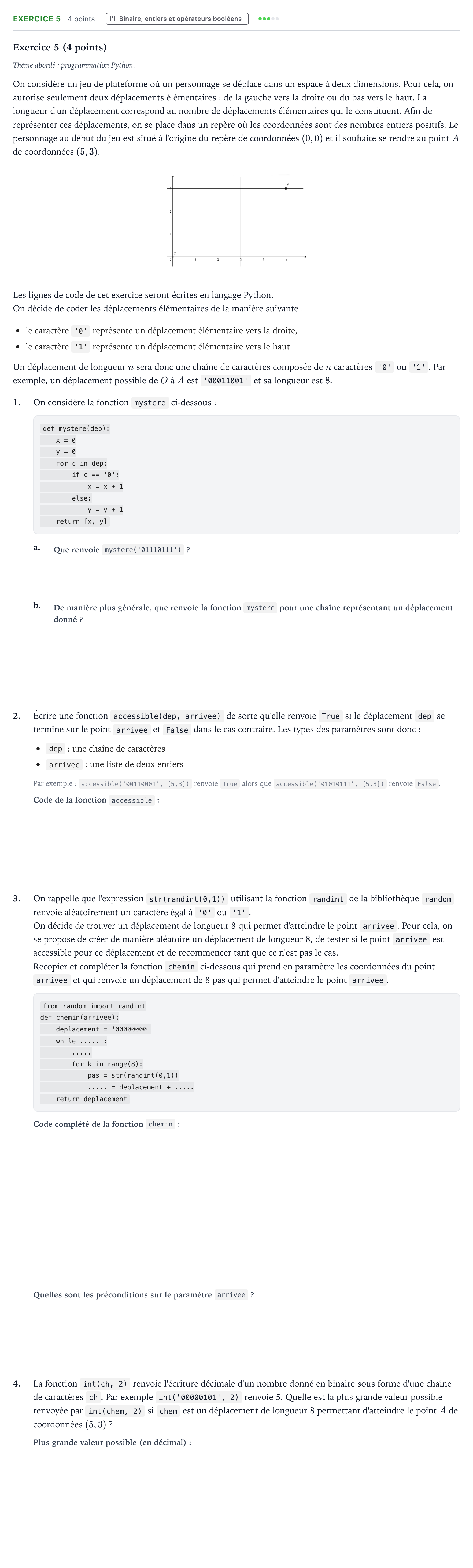 Énoncé: Exercice 5 · Bac Numérique et Sciences Informatiques Asie 2022 (jour 1)