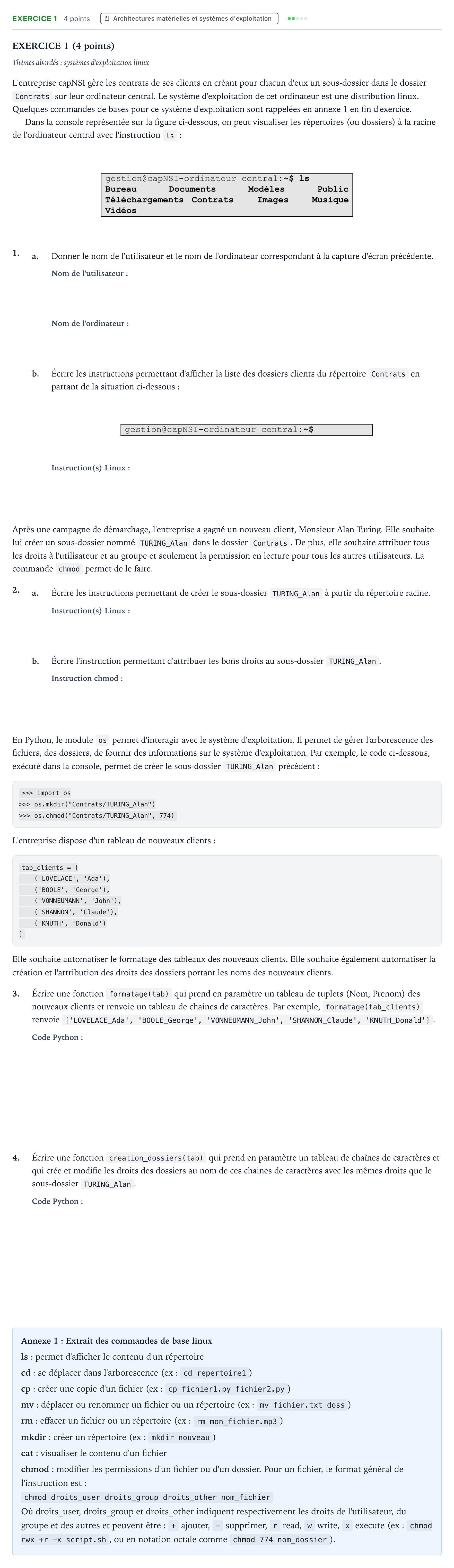 Énoncé: Exercice 1 · Bac Numérique et Sciences Informatiques Asie 2022 (jour 2)