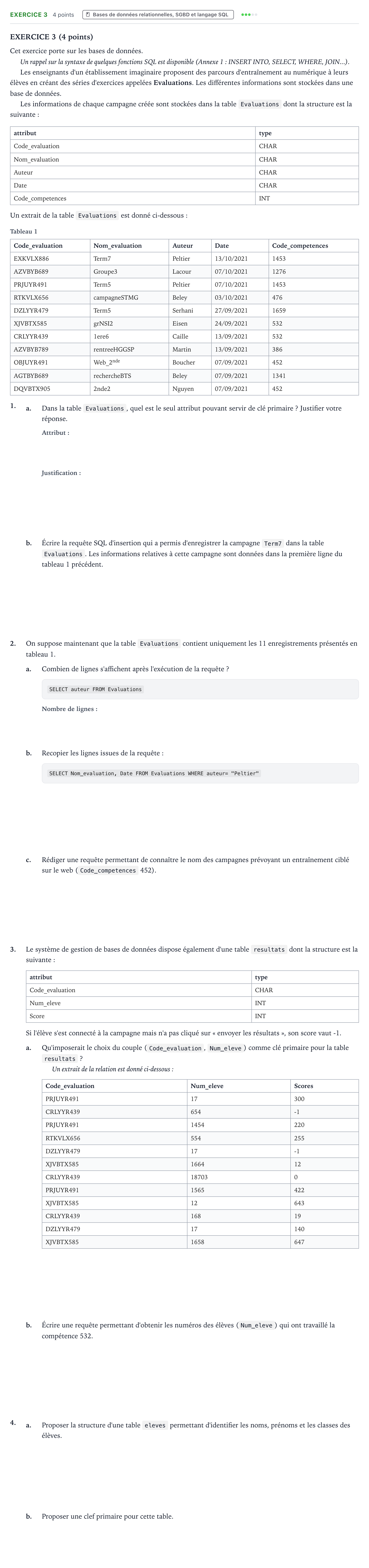 Énoncé: Exercice 3 · Bac Numérique et Sciences Informatiques Centres étrangers (Afrique) 2022 (jour 2)