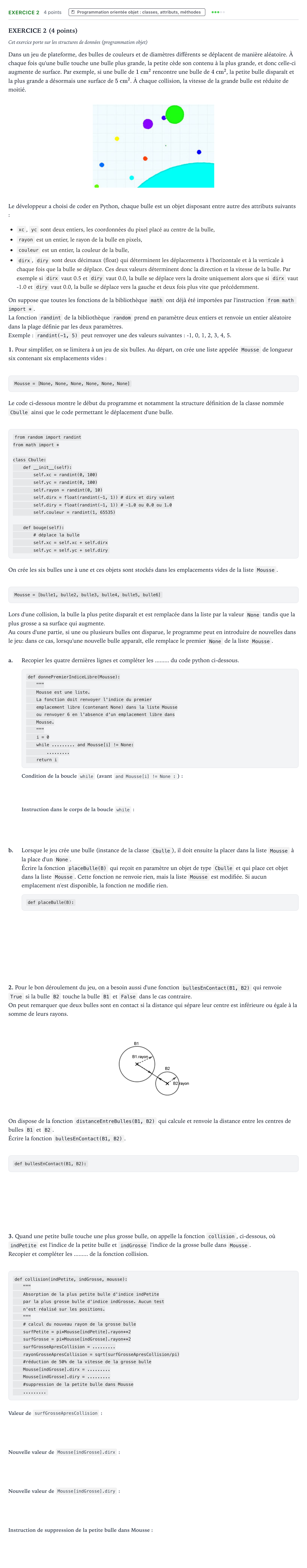 Énoncé: Exercice 2 · Bac Numérique et Sciences Informatiques Mayotte-Liban 2022 (jour 1)