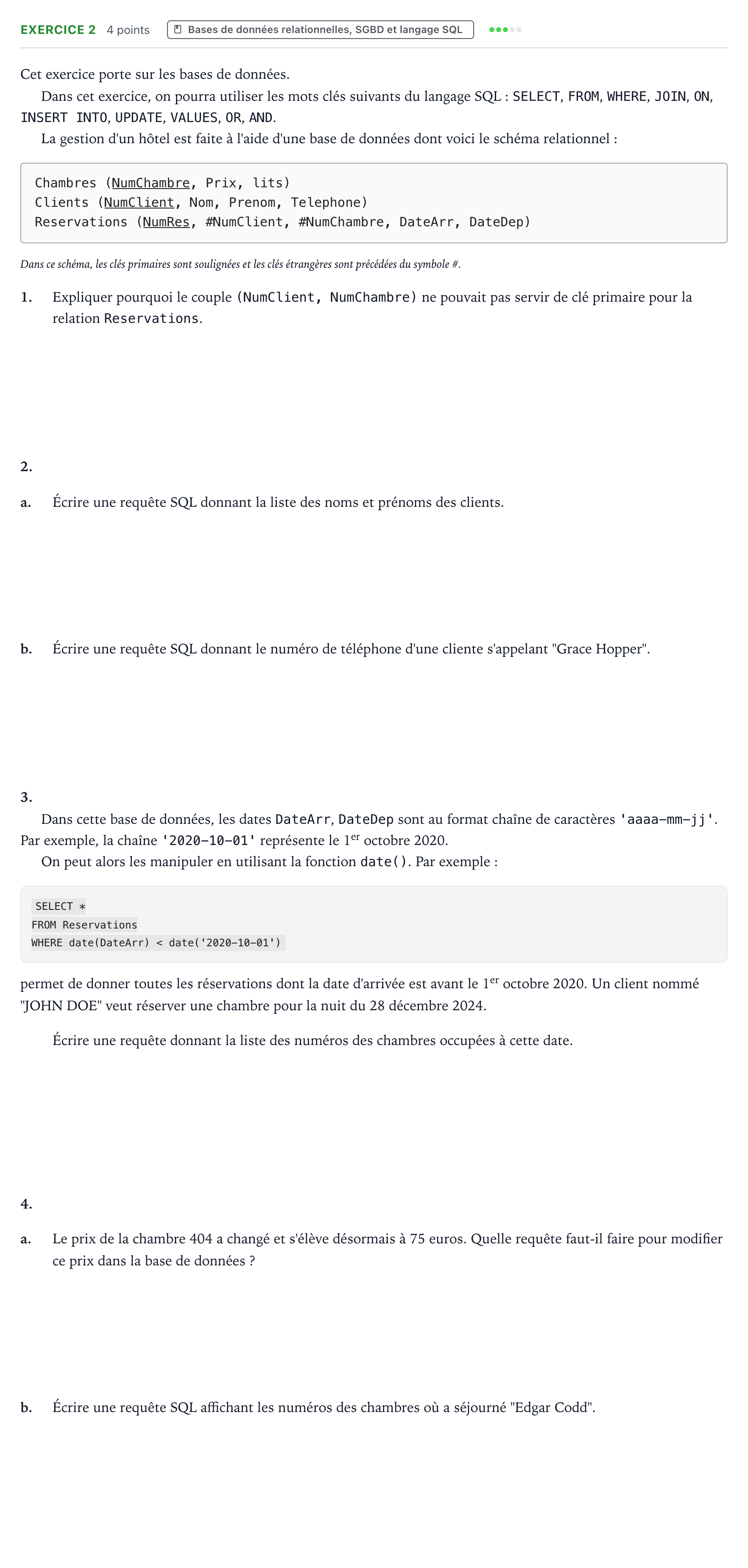 Énoncé: Exercice 2 · Bac Numérique et Sciences Informatiques Mayotte-Liban 2022 (jour 2)