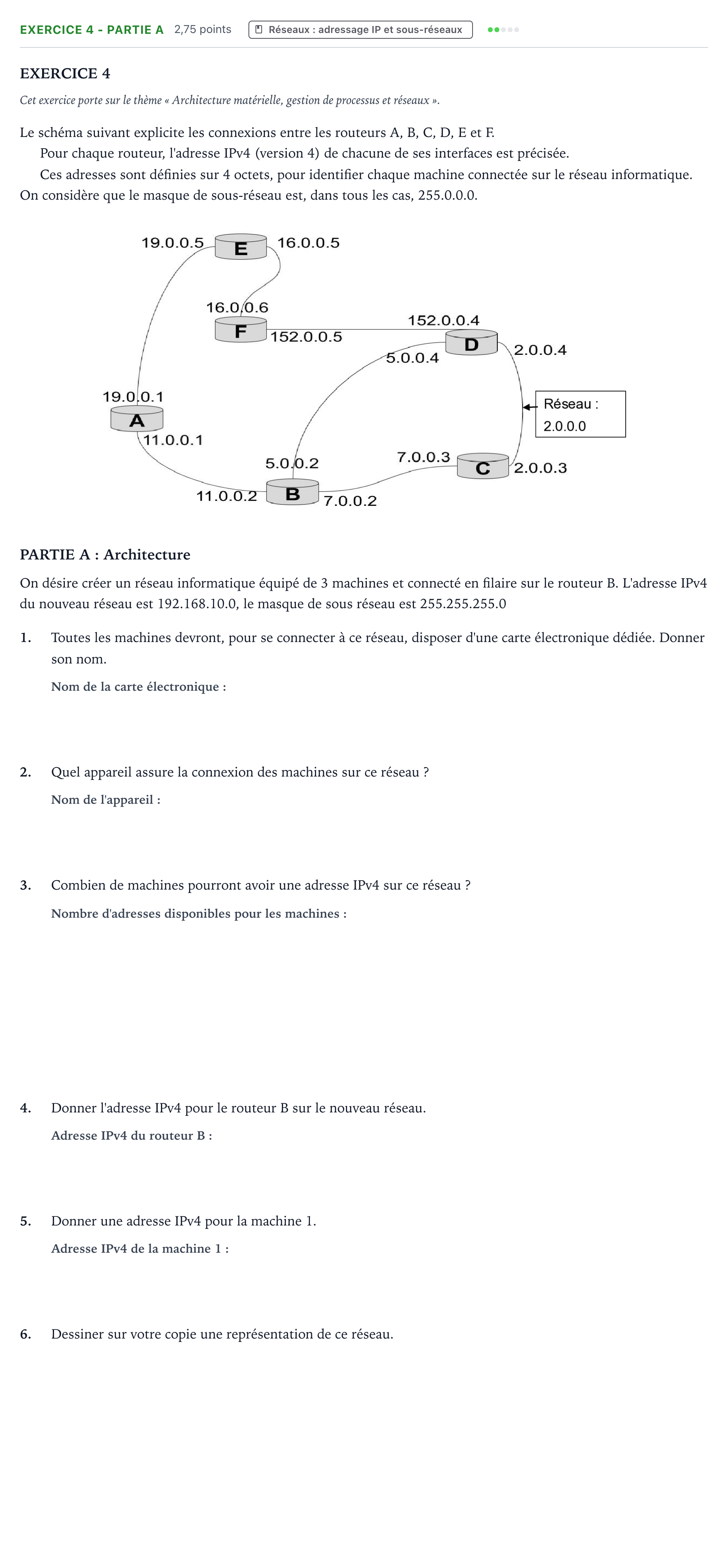 Énoncé: Exercice 4 - Partie A · Bac Numérique et Sciences Informatiques Métropole 2 remplacement 2022