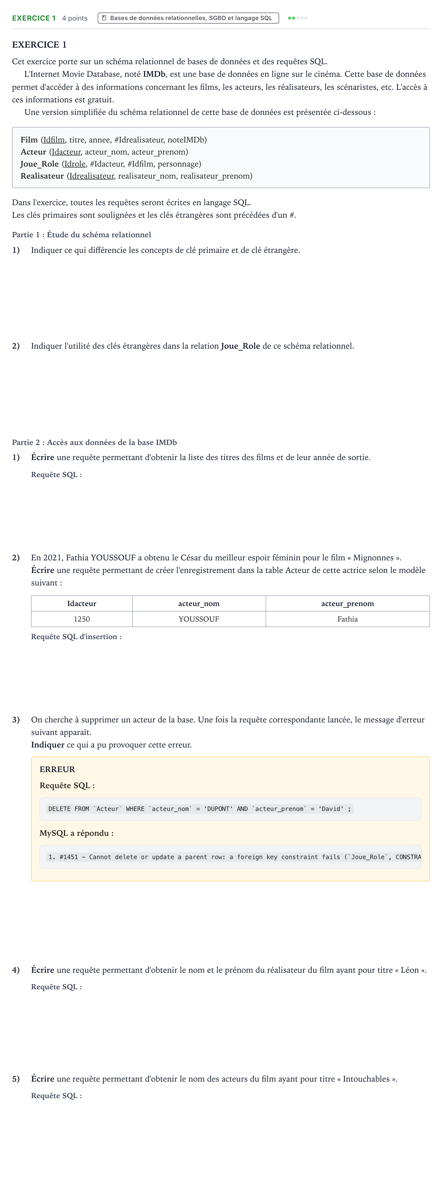 Énoncé: Exercice 1 · Bac Numérique et Sciences Informatiques Nouvelle-Calédonie 2022 (jour 1)
