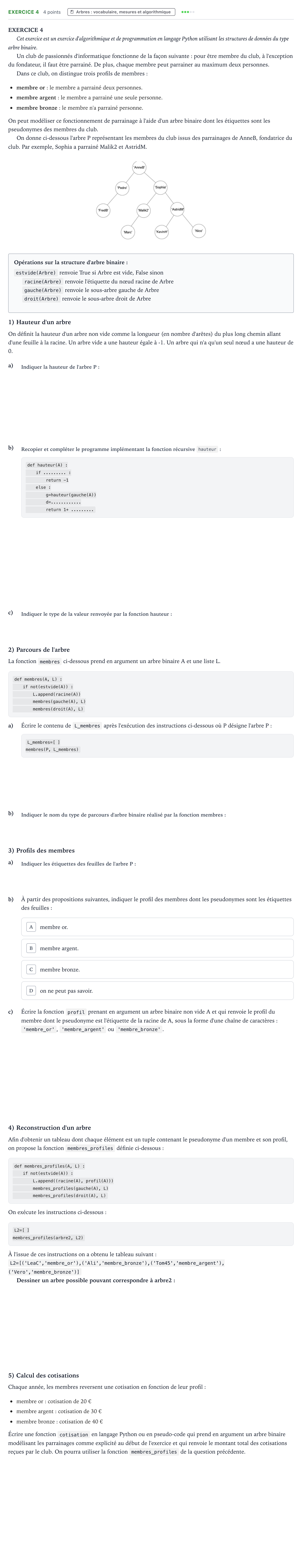 Énoncé: Exercice 4 · Bac Numérique et Sciences Informatiques Nouvelle-Calédonie 2022 (jour 1)
