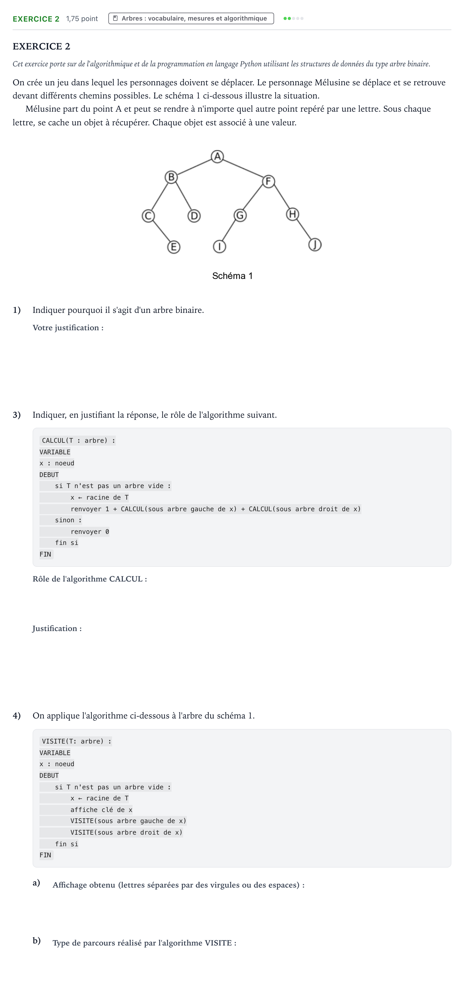 Énoncé: Exercice 2 - Arbres · Bac Numérique et Sciences Informatiques Nouvelle-Calédonie 2022 (jour 2)