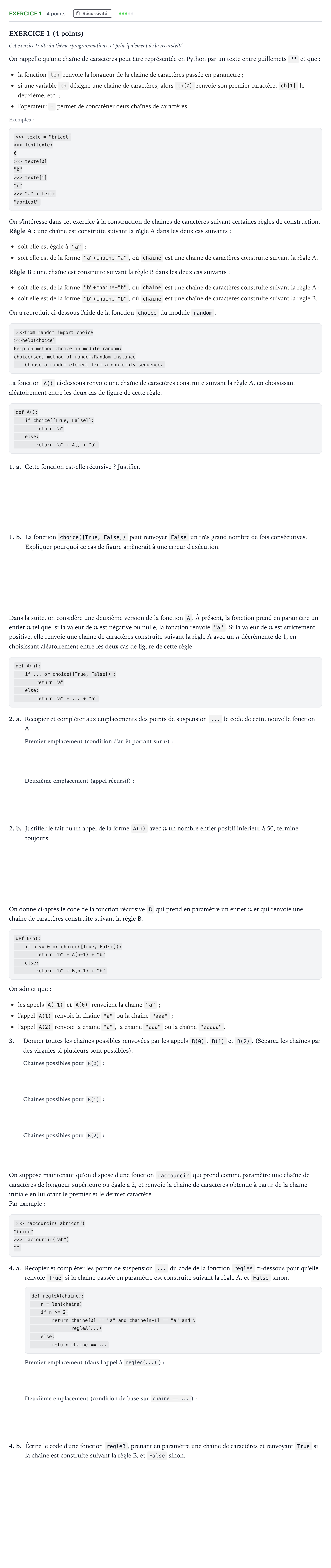 Énoncé: Exercice 1 · Bac Numérique et Sciences Informatiques Polynésie 2022 (jour 1)