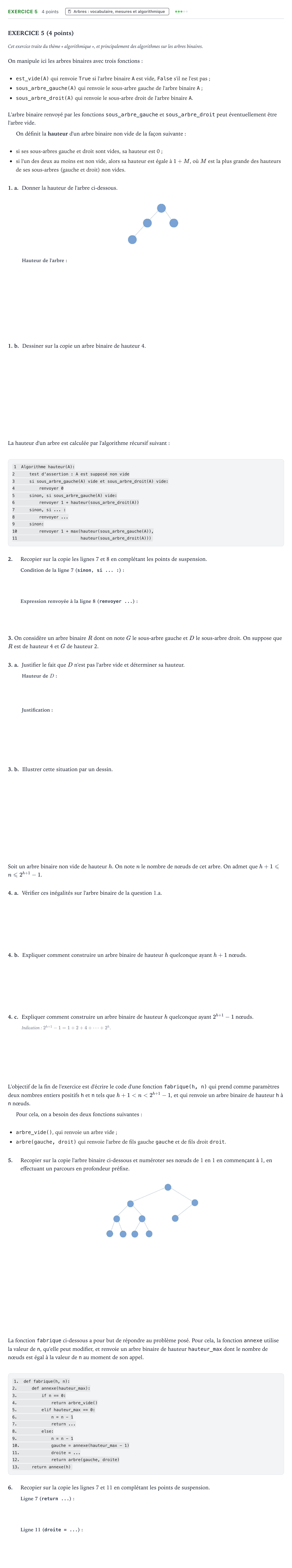 Énoncé: Exercice 5 · Bac Numérique et Sciences Informatiques Polynésie 2022 (jour 1)