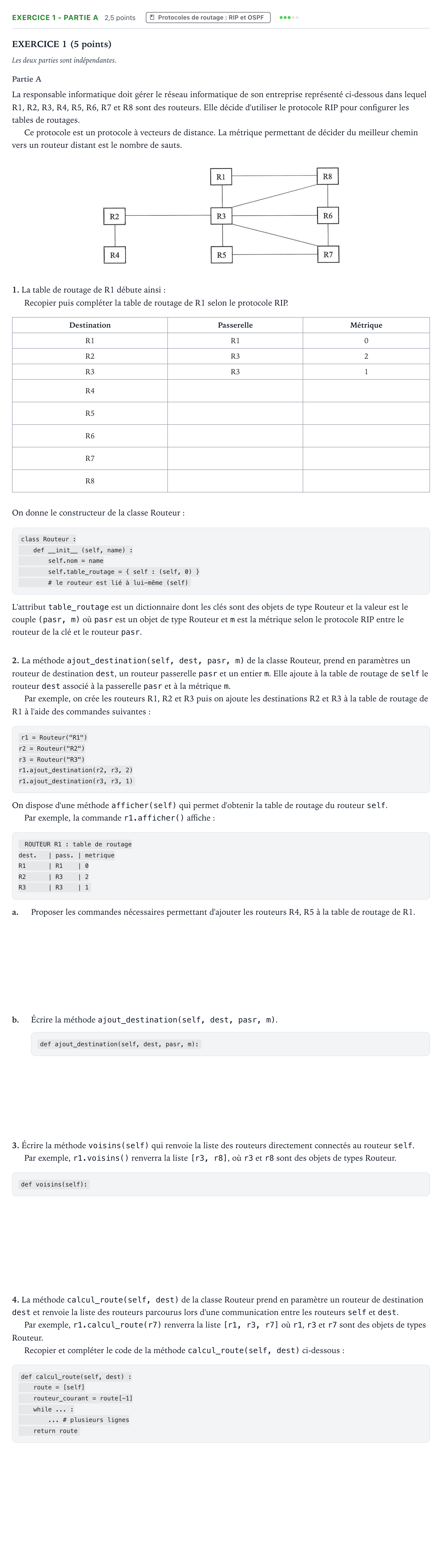 Énoncé: Exercice 1 - Partie A · Bac Numérique et Sciences Informatiques Amérique du Sud 2023 (jour 1)