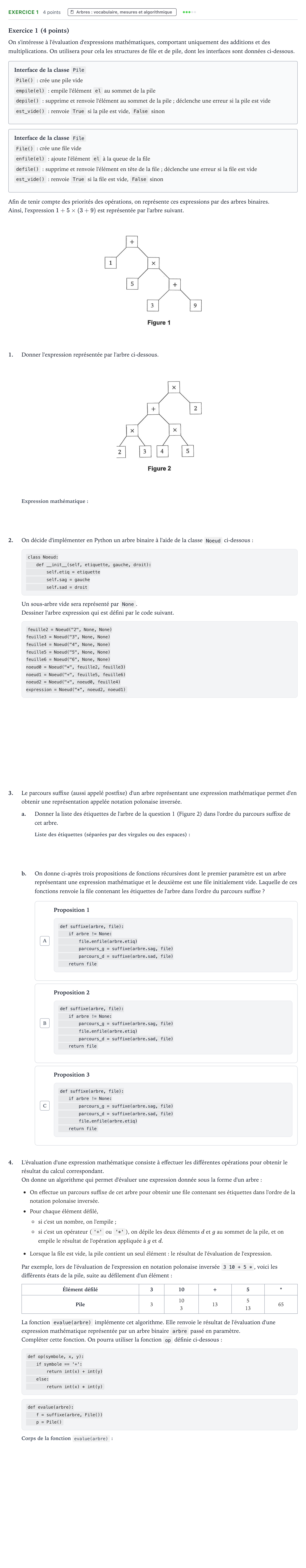 Énoncé: Exercice 1 · Bac Numérique et Sciences Informatiques Amérique du Sud 2023 (jour 2)
