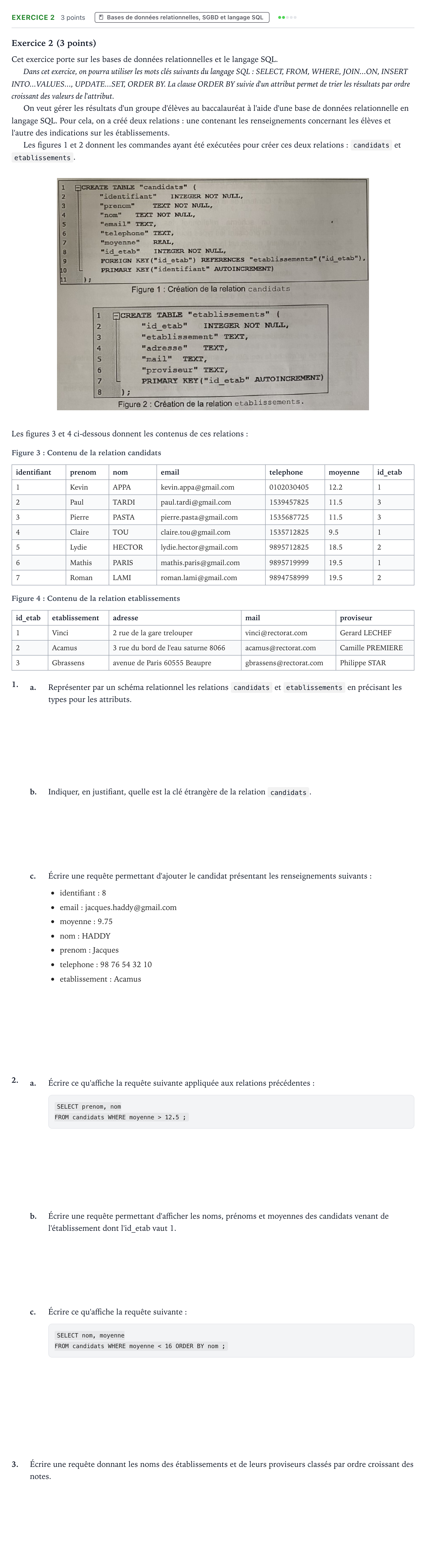 Énoncé: Exercice 2 · Bac Numérique et Sciences Informatiques Asie 2023 (jour 2)
