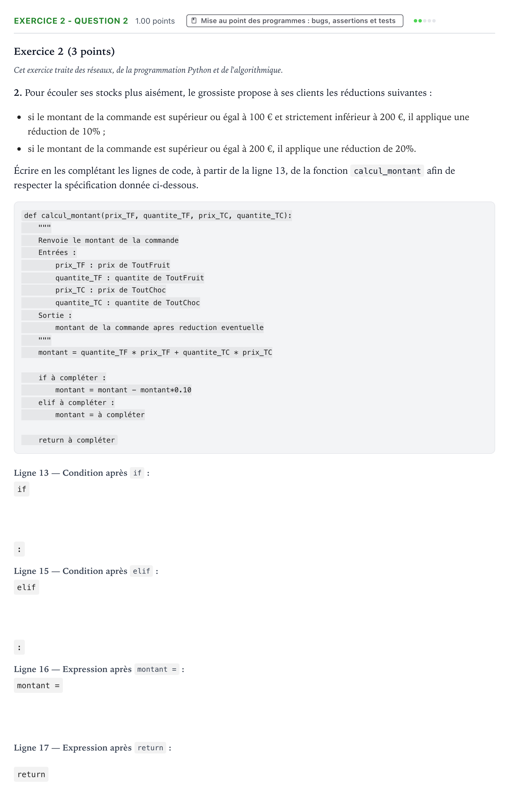 Énoncé: Exercice 2 - Question 2 · Bac Numérique et Sciences Informatiques Liban 2023 (jour 2)