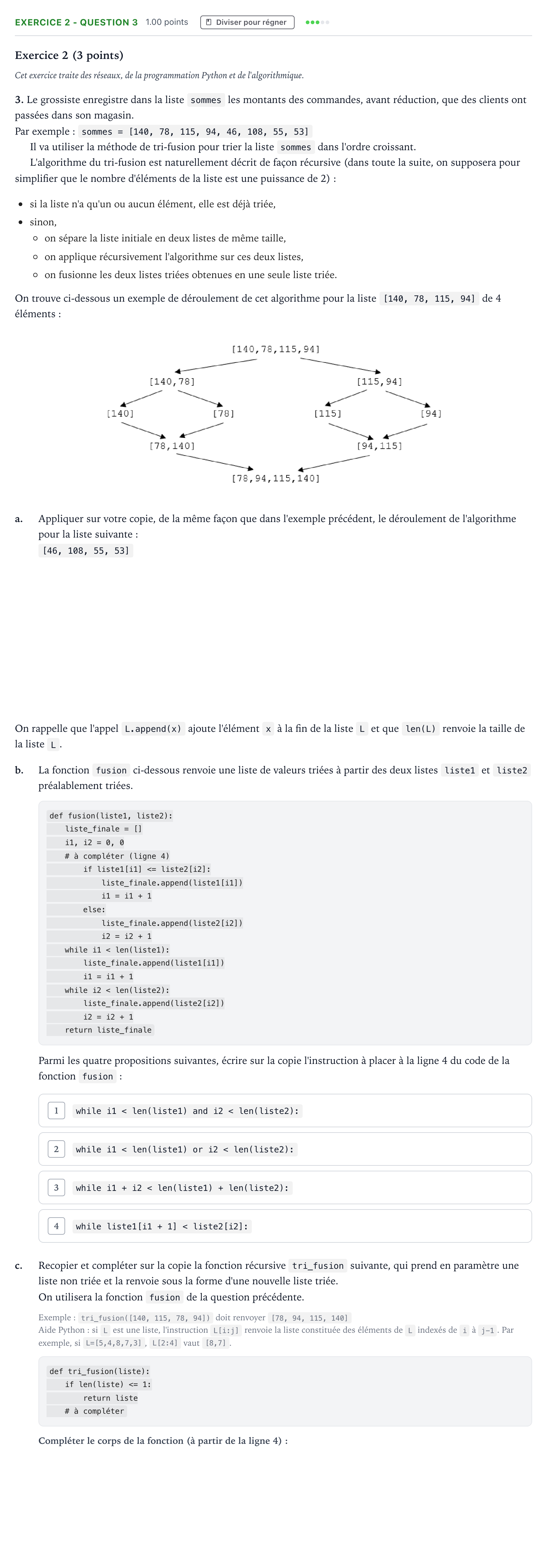 Énoncé: Exercice 2 - Question 3 · Bac Numérique et Sciences Informatiques Liban 2023 (jour 2)