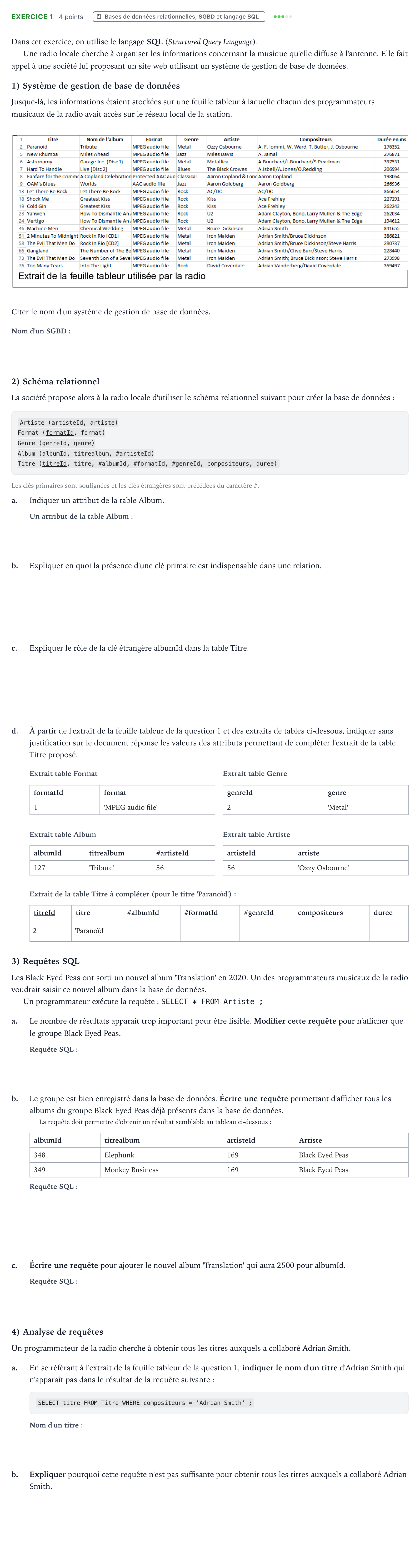 Énoncé: Exercice 1 · Bac Numérique et Sciences Informatiques Nouvelle-Calédonie 2023 (jour 1)