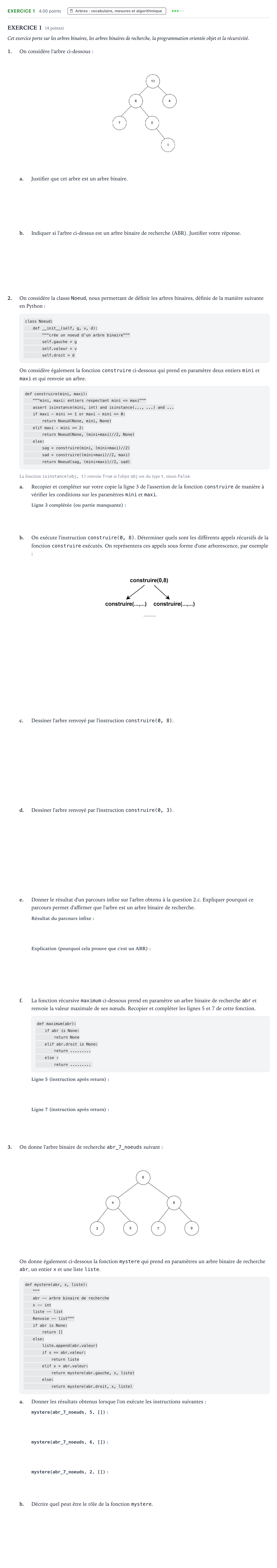 Énoncé: Exercice 1 · Bac Numérique et Sciences Informatiques Polynésie 2023 (jour 2)