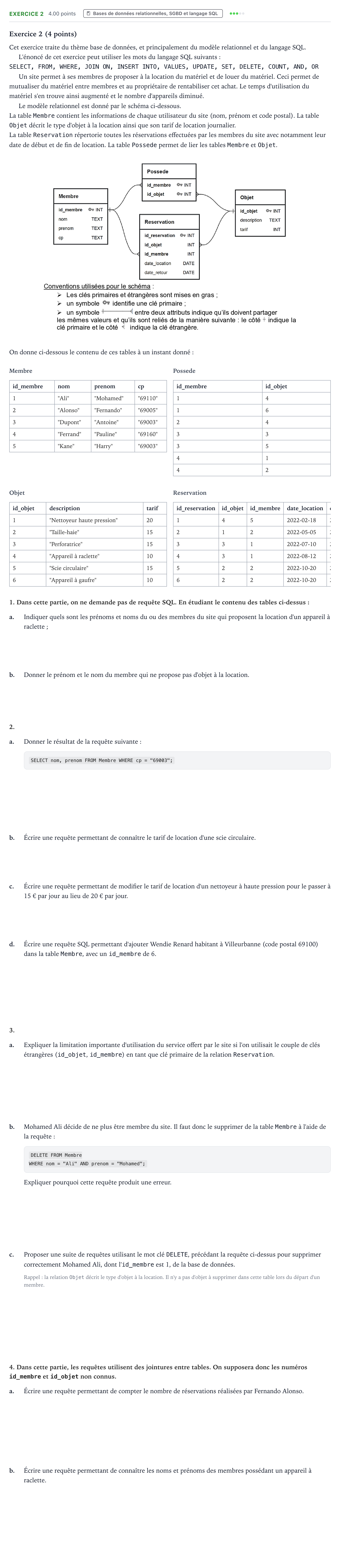 Énoncé: Exercice 2 · Bac Numérique et Sciences Informatiques Polynésie 2023 (jour 2)