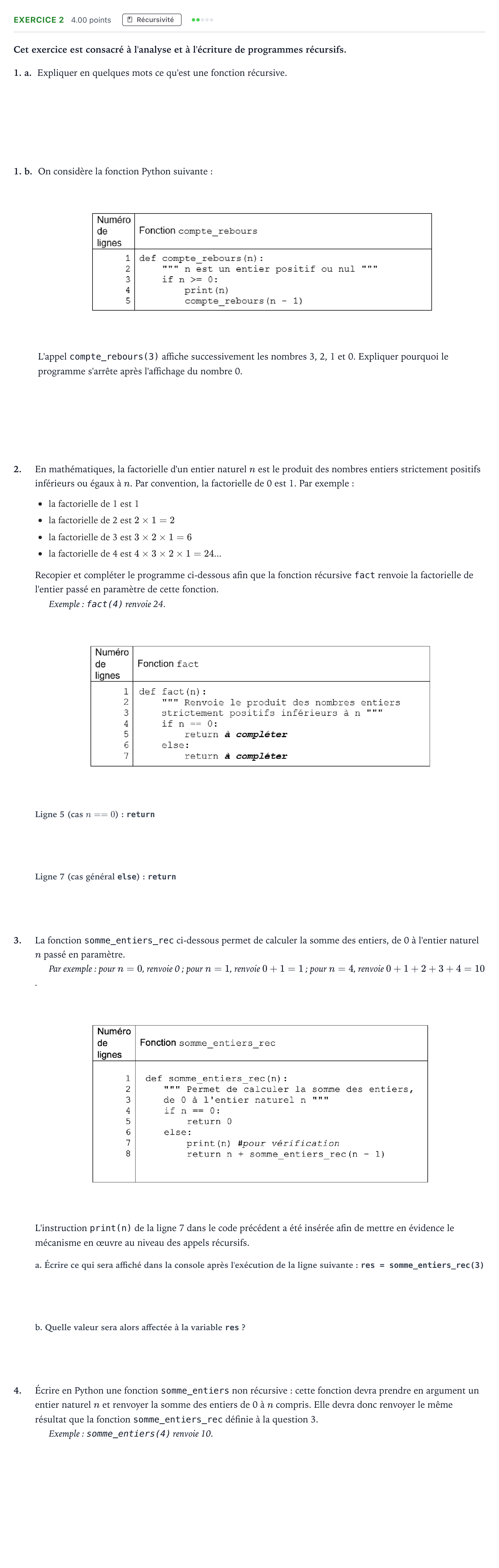 Énoncé: Exercice 2 · Bac Numérique et Sciences Informatiques Sujets zéro et spécimens sujet 2023 (sujet 2)