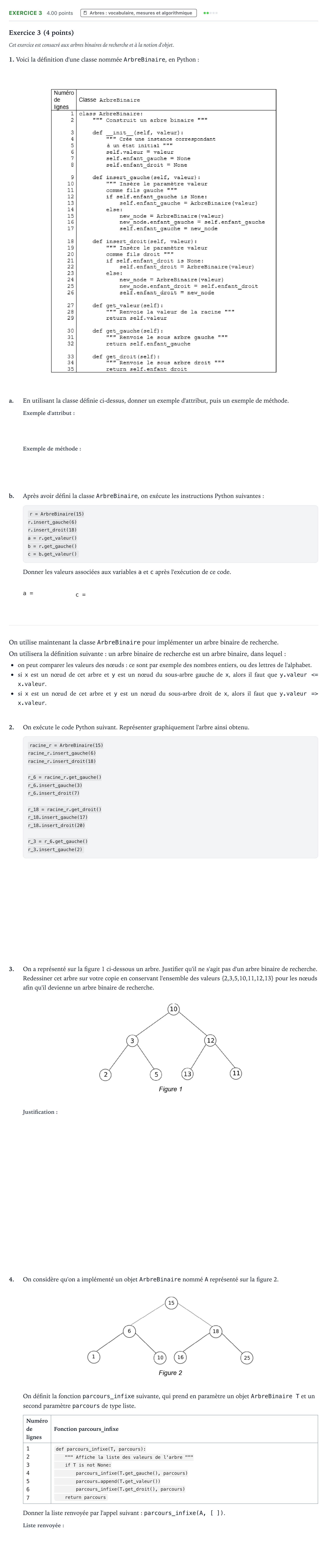 Énoncé: Exercice 3 · Bac Numérique et Sciences Informatiques Sujets zéro et spécimens sujet 2023 (sujet 2)