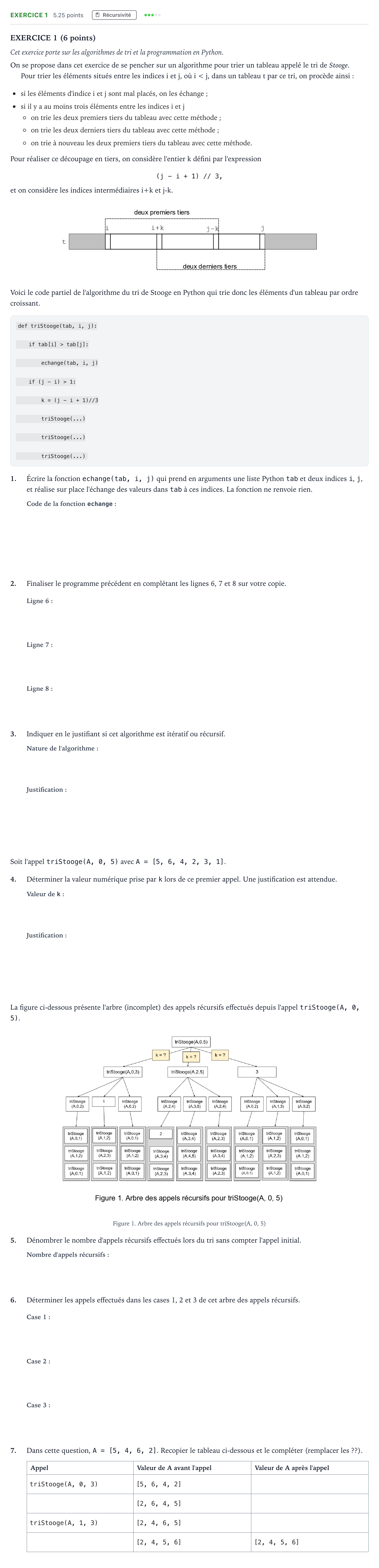 Énoncé: Exercice 1 - Récursivité · Bac Numérique et Sciences Informatiques Amérique du Nord 2024 (jour 2)