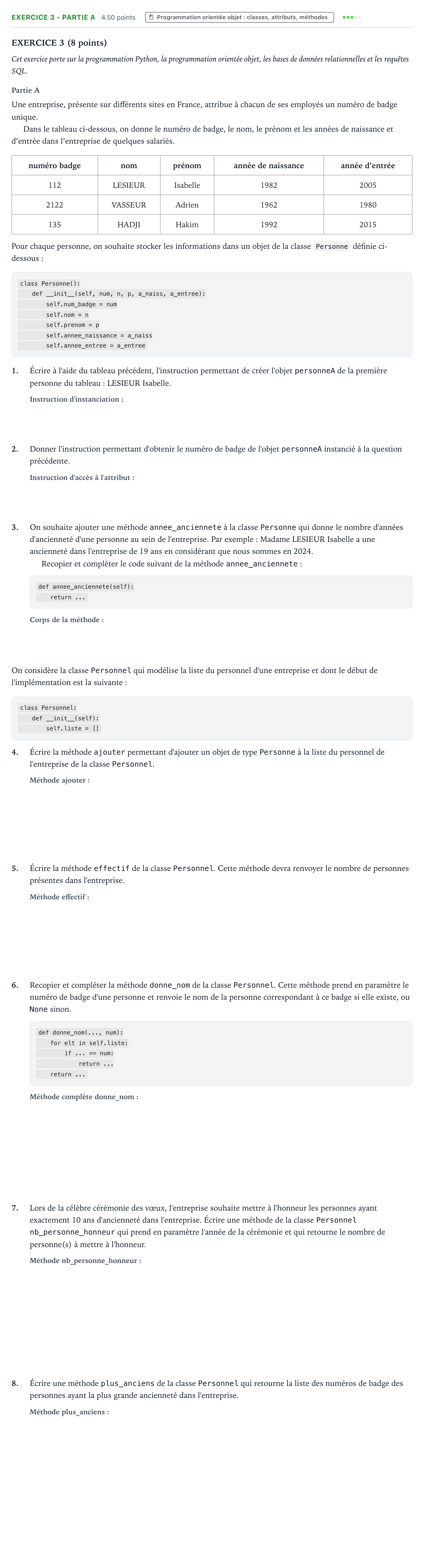 Énoncé: Exercice 3 - Partie A · Bac Numérique et Sciences Informatiques Asie 2024 (jour 1)