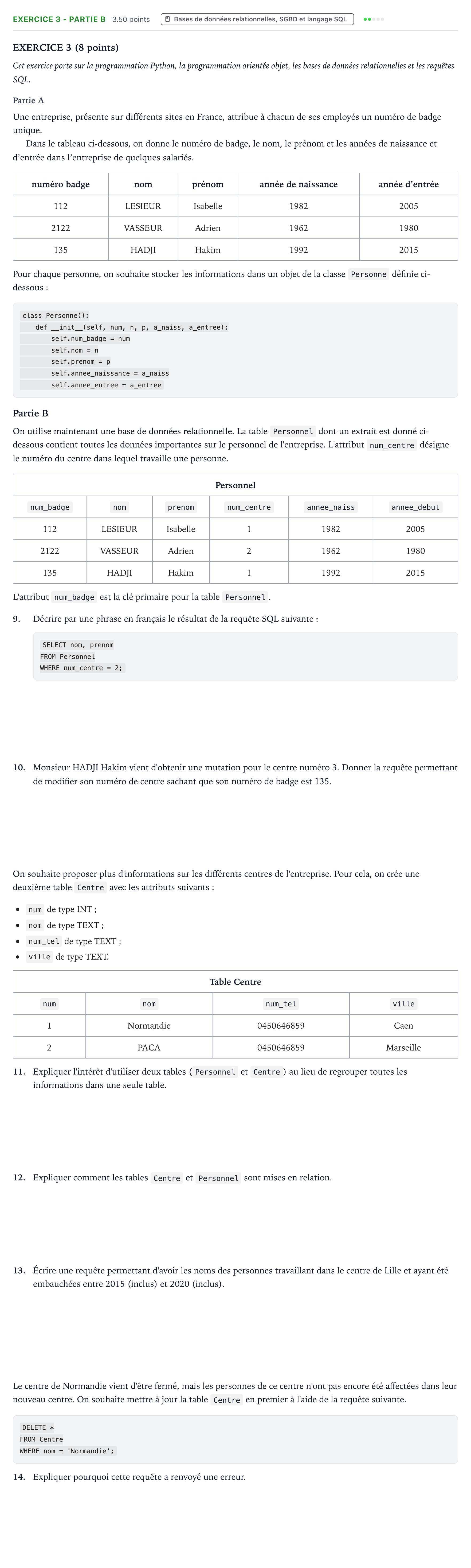Énoncé: Exercice 3 - Partie B · Bac Numérique et Sciences Informatiques Asie 2024 (jour 1)