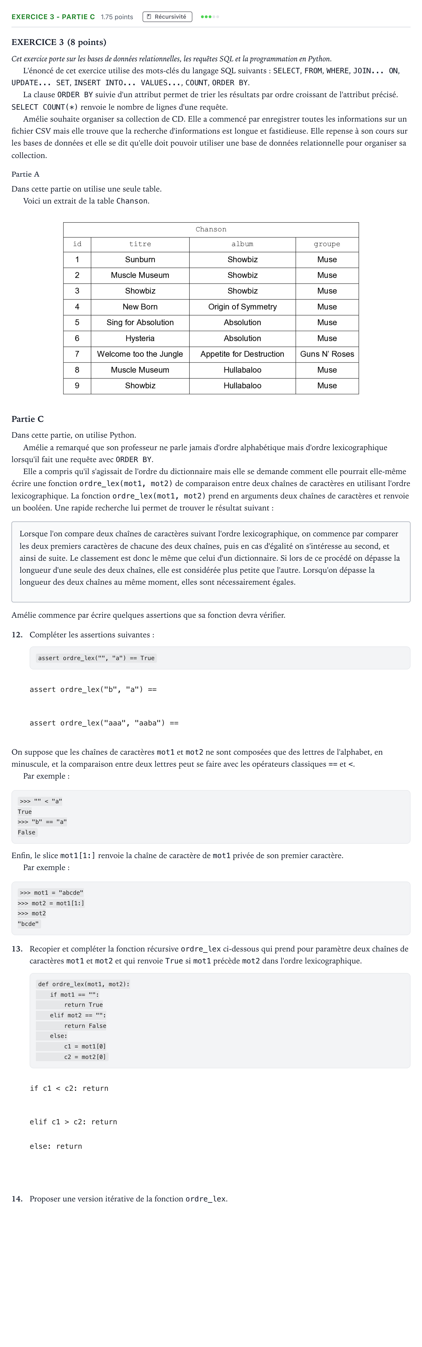 Énoncé: Exercice 3 - Partie C · Bac Numérique et Sciences Informatiques Asie 2024 (jour 2)