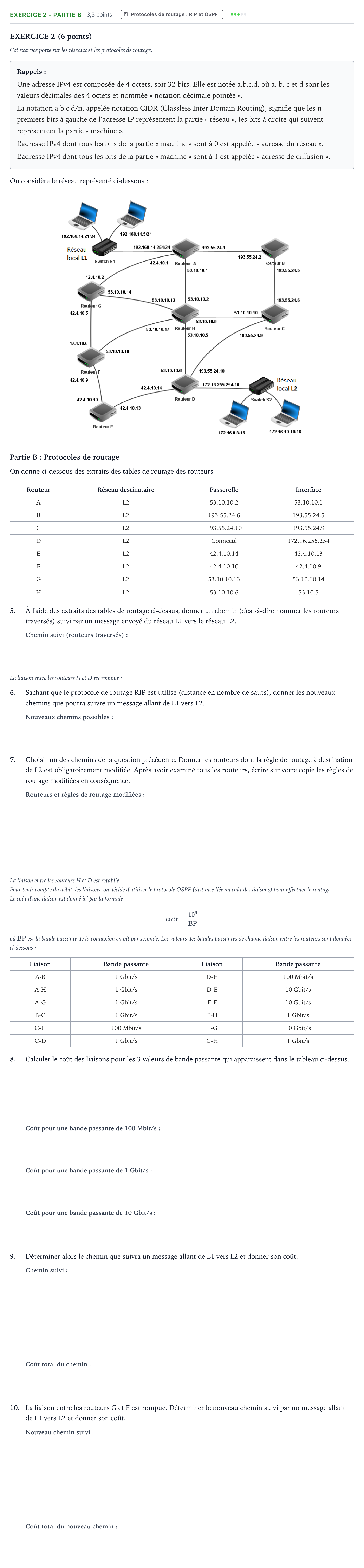 Énoncé: Exercice 2 - Partie B · Bac Numérique et Sciences Informatiques Centres étrangers (Afrique) 2024 (jour 1)