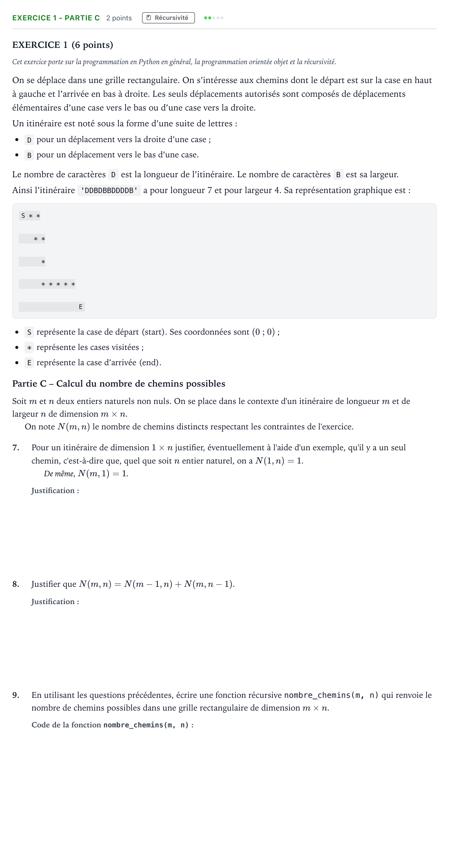 Énoncé: Exercice 1 - Partie C · Bac Numérique et Sciences Informatiques Centres étrangers (Afrique) 2024 (jour 2)