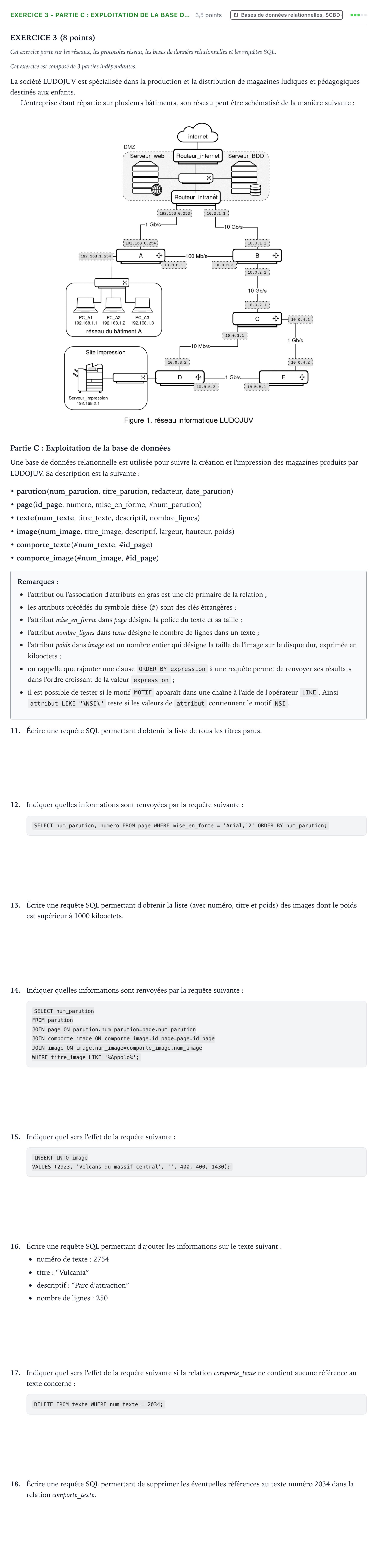 Énoncé: Exercice 3 - Partie C : Exploitation de la base d… · Bac Numérique et Sciences Informatiques Métropole 2 remplacement 2024
