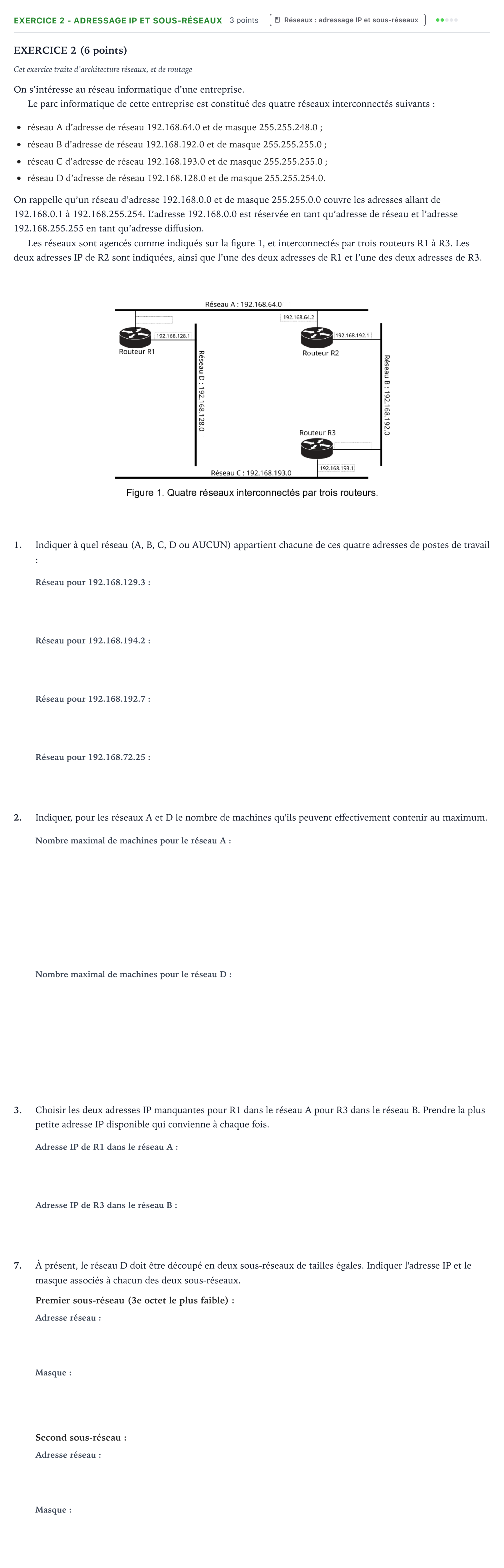 Énoncé: Exercice 2 - Adressage IP et sous-réseaux · Bac Numérique et Sciences Informatiques Suède 2024 (jour 2)