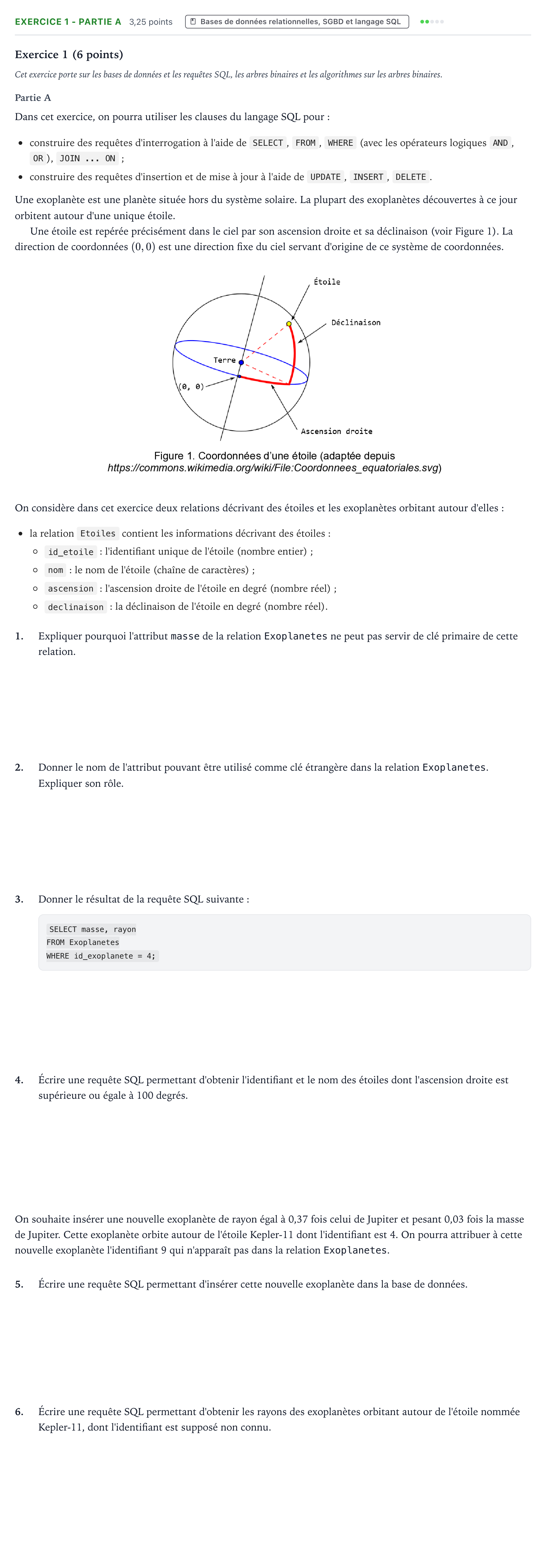 Énoncé: Exercice 1 - Partie A · Bac Numérique et Sciences Informatiques Amérique du Sud 2025 (jour 1)