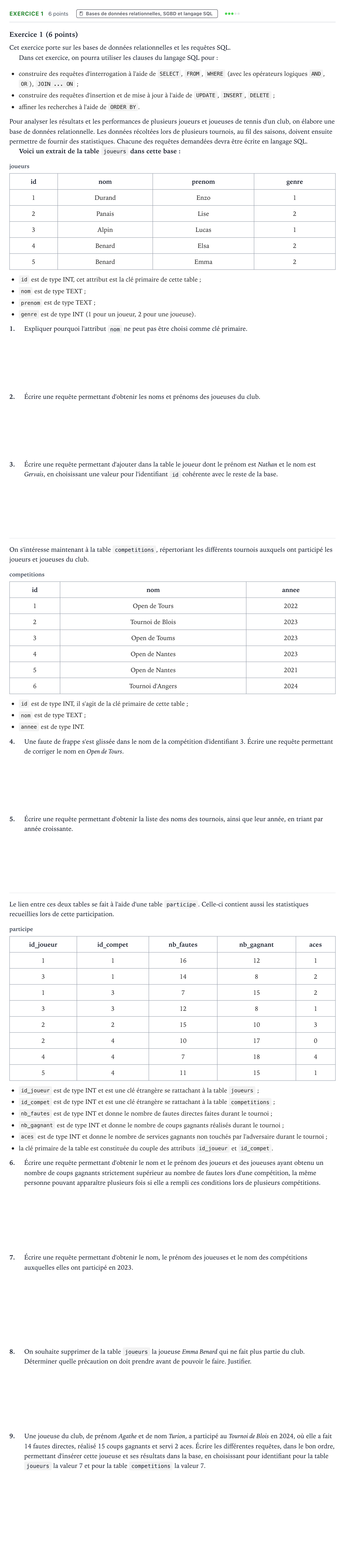 Énoncé: Exercice 1 · Bac Numérique et Sciences Informatiques Asie jour 1 - Remplacement 2025