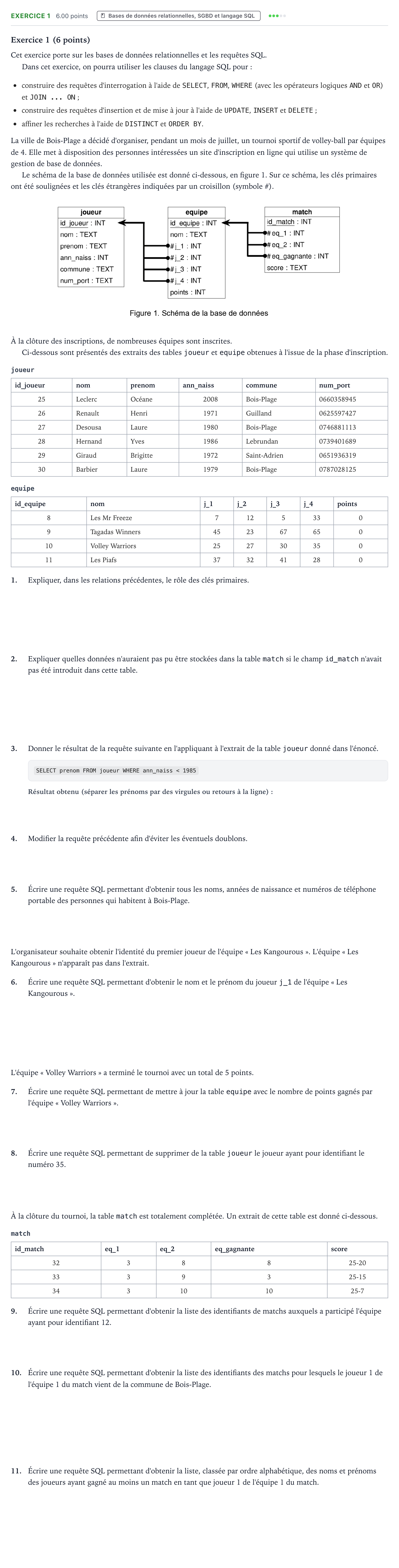 Énoncé: Exercice 1 · Bac Numérique et Sciences Informatiques Centres étrangers (Afrique) 2025 (jour 2)