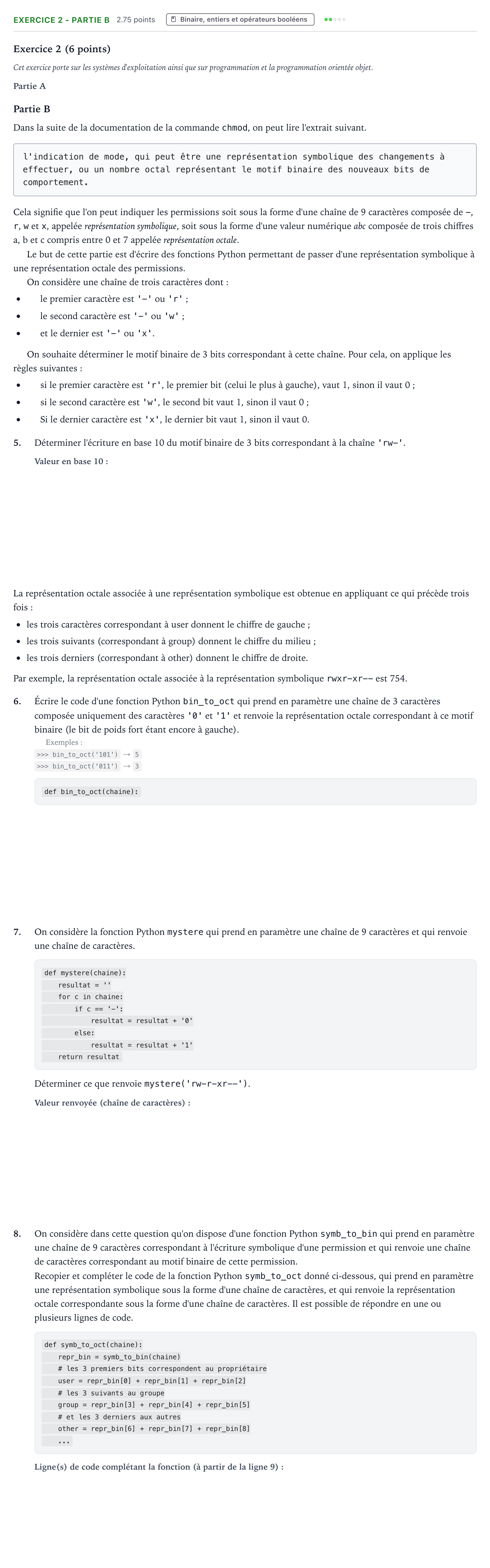 Énoncé: Exercice 2 - Partie B · Bac Numérique et Sciences Informatiques Métropole 2 remplacement 2025