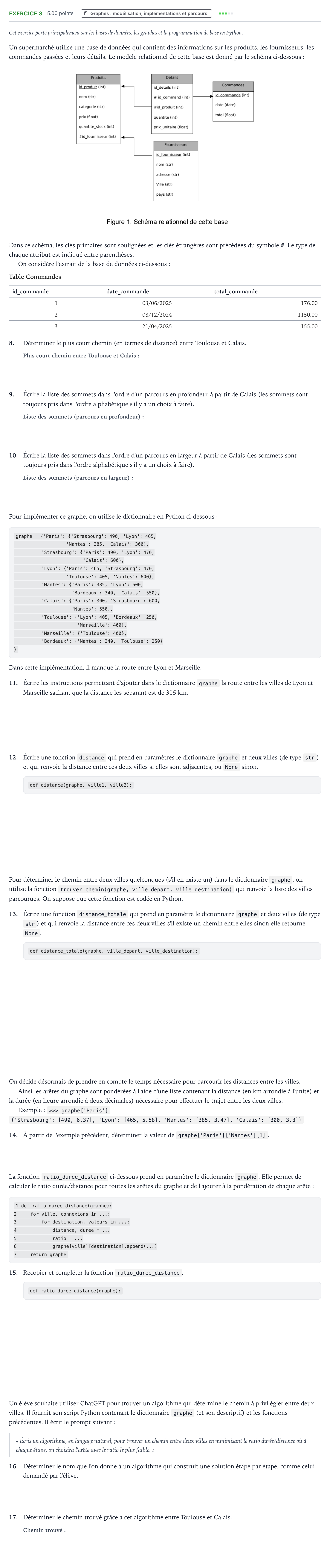 Énoncé: Exercice 3 - Graphes · Bac Numérique et Sciences Informatiques Métropole 2 remplacement 2025