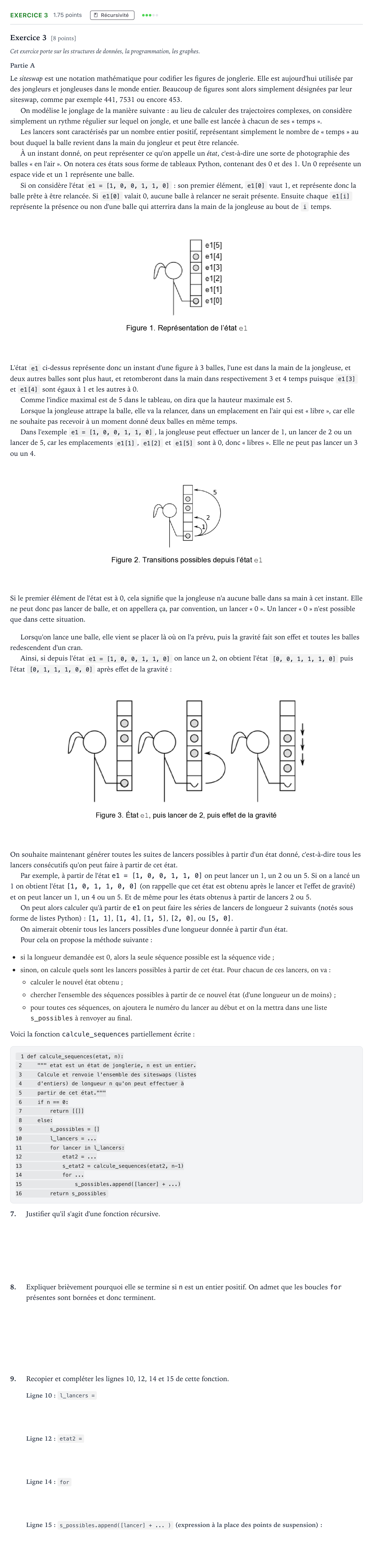 Énoncé: Exercice 3 - Récursivité · Bac Numérique et Sciences Informatiques Nouvelle-Calédonie 2025 (jour 2)