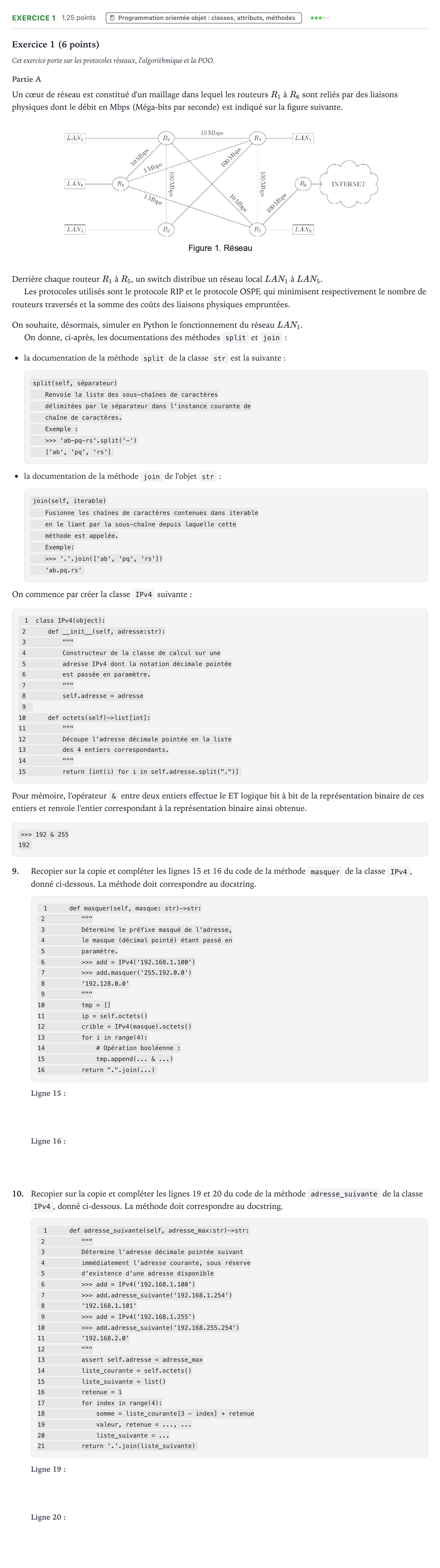 Énoncé: Exercice 1 - Programmation orientée objet · Bac Numérique et Sciences Informatiques Polynésie 2025 (jour 1)
