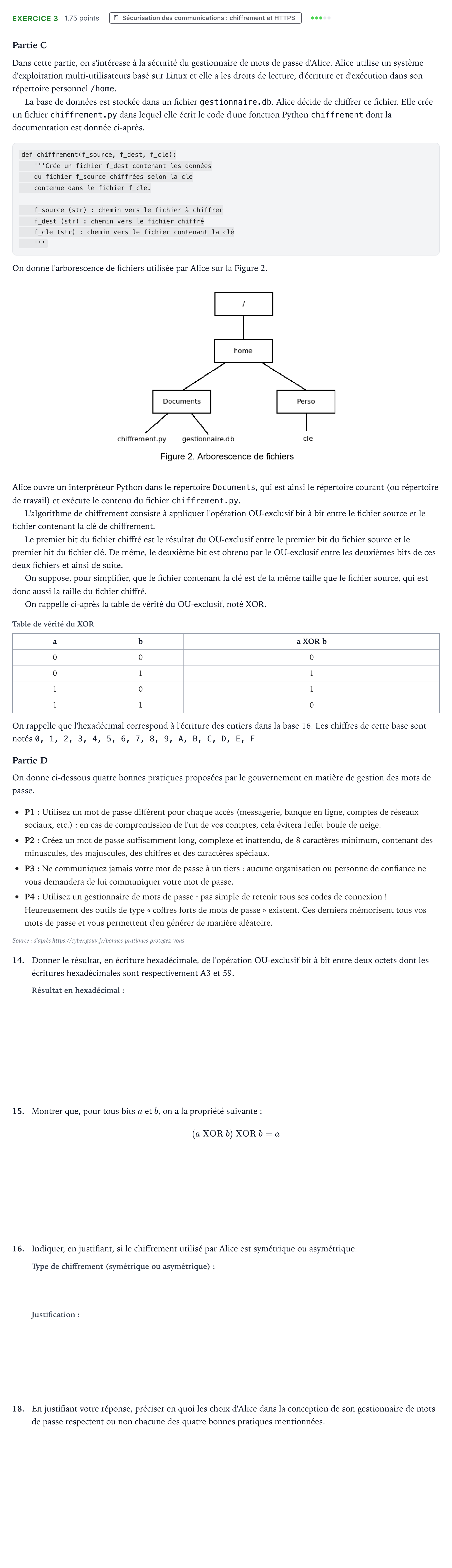 Énoncé: Exercice 3 - Sécurisation des communications · Bac Numérique et Sciences Informatiques Polynésie 2025 (jour 1)
