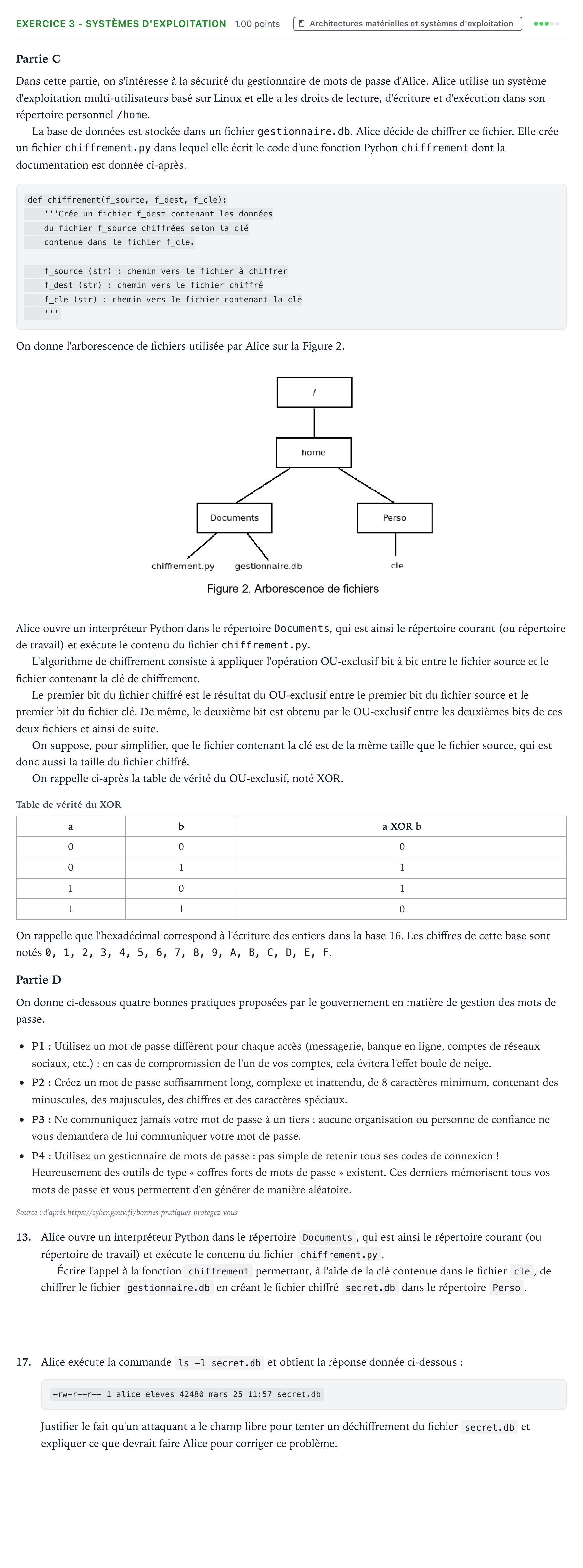 Énoncé: Exercice 3 - Systèmes d'exploitation · Bac Numérique et Sciences Informatiques Polynésie 2025 (jour 1)