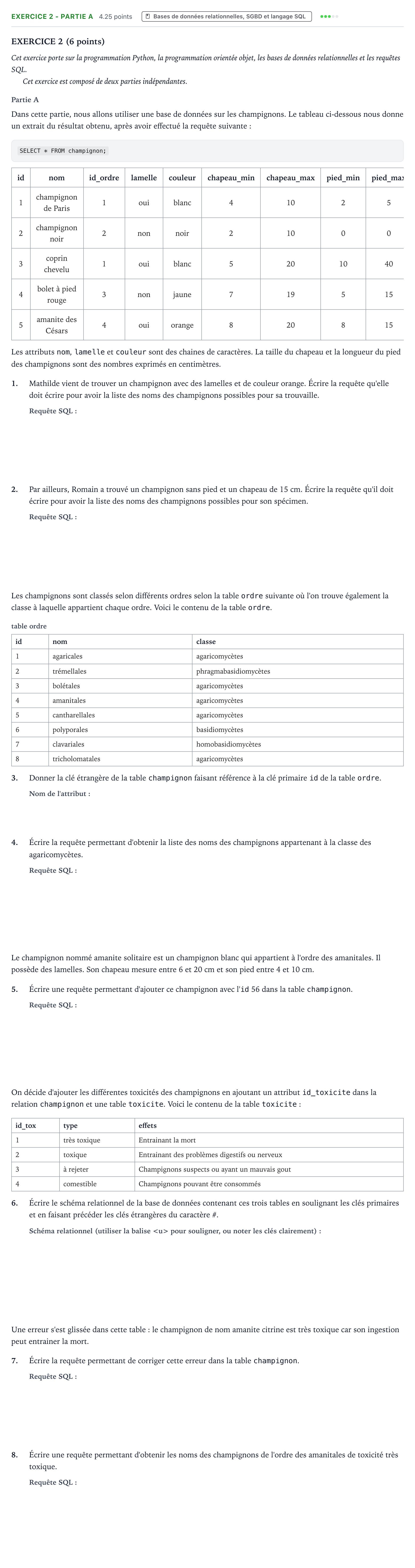 Énoncé: Exercice 2 - Partie A · Bac Numérique et Sciences Informatiques Polynésie 2025 (jour 2)