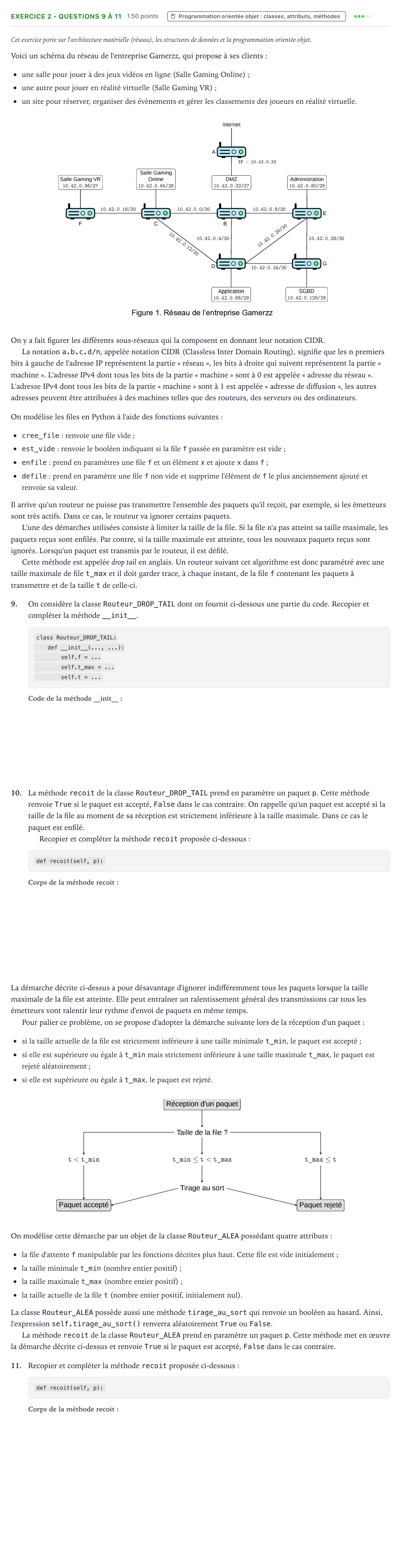 Énoncé: Exercice 2 - Questions 9 à 11 · Bac Numérique et Sciences Informatiques Amérique du Nord 2026 (jour 1)