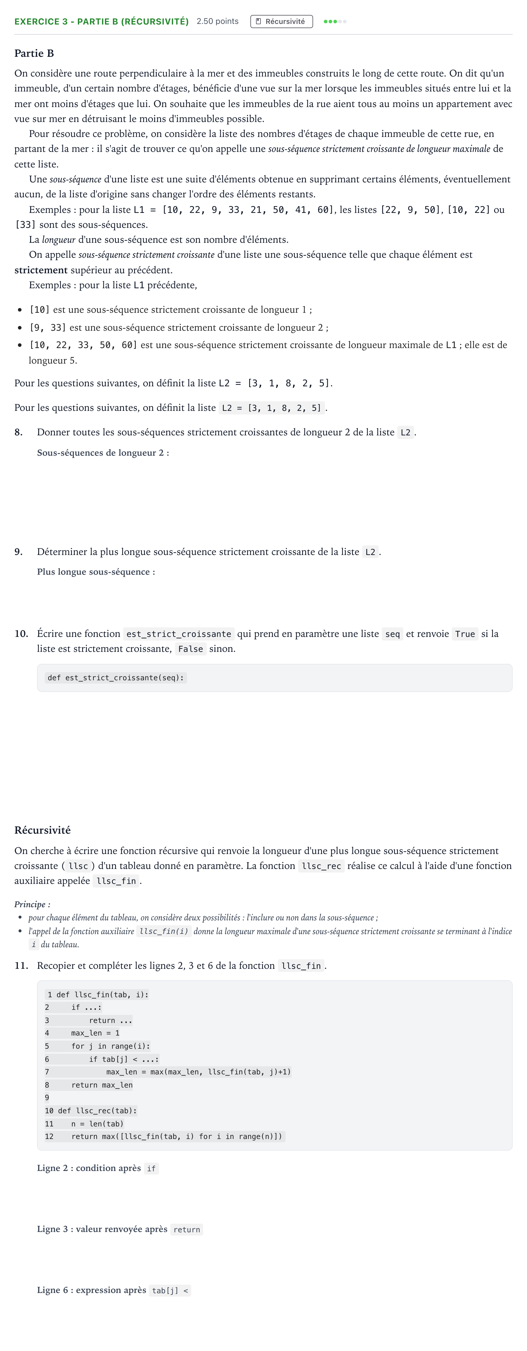 Énoncé: Exercice 3 - Partie B (Récursivité) · Bac Numérique et Sciences Informatiques Amérique du Nord 2026 (jour 1)