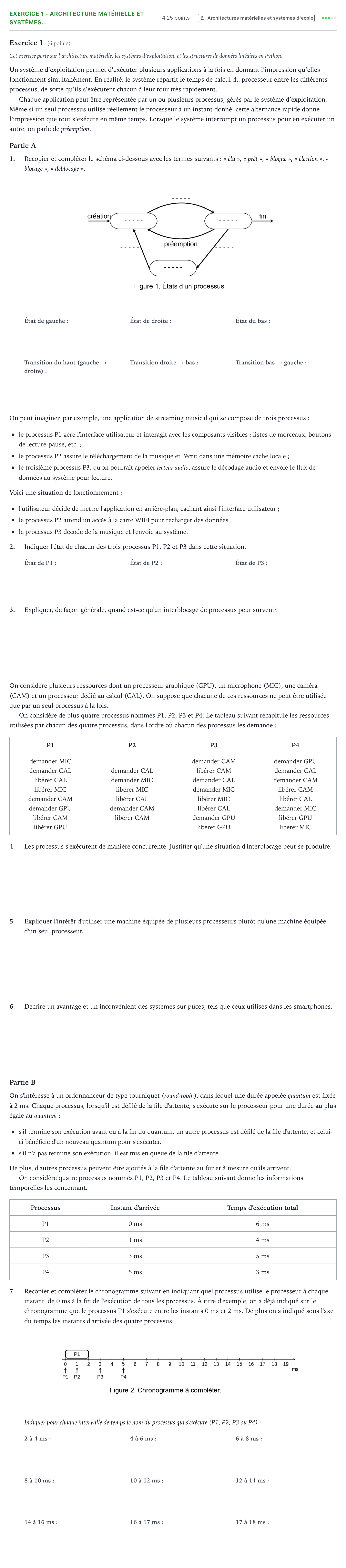 Énoncé: Exercice 1 - Architecture matérielle et systèmes… · Bac Numérique et Sciences Informatiques Amérique du Nord 2026 (jour 2)