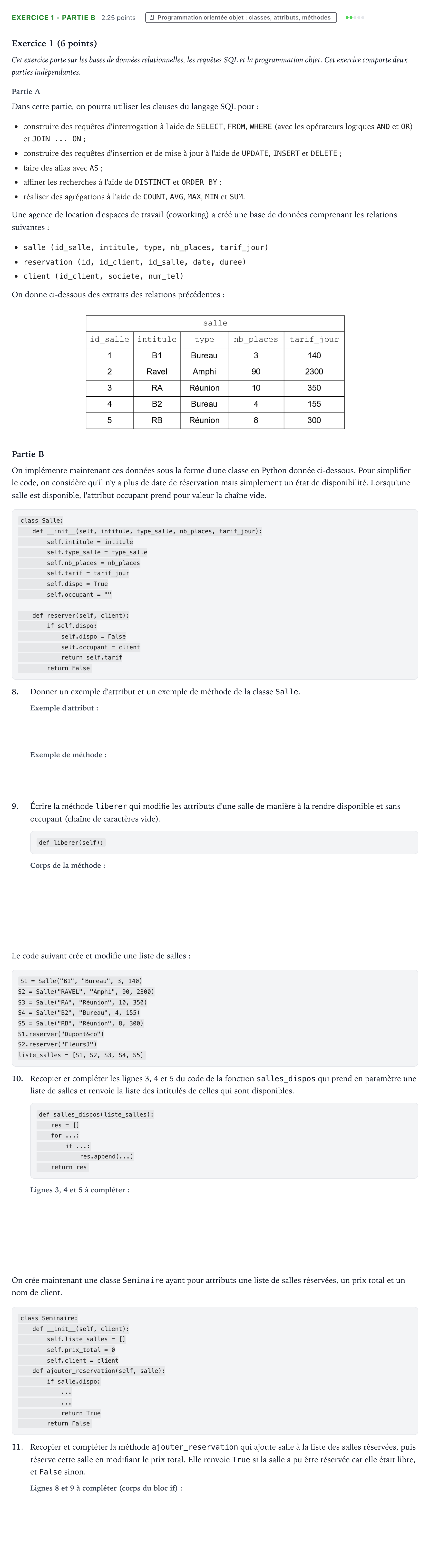 Énoncé: Exercice 1 - Partie B · Bac Numérique et Sciences Informatiques Antilles-Guyane 2026 (jour 2)